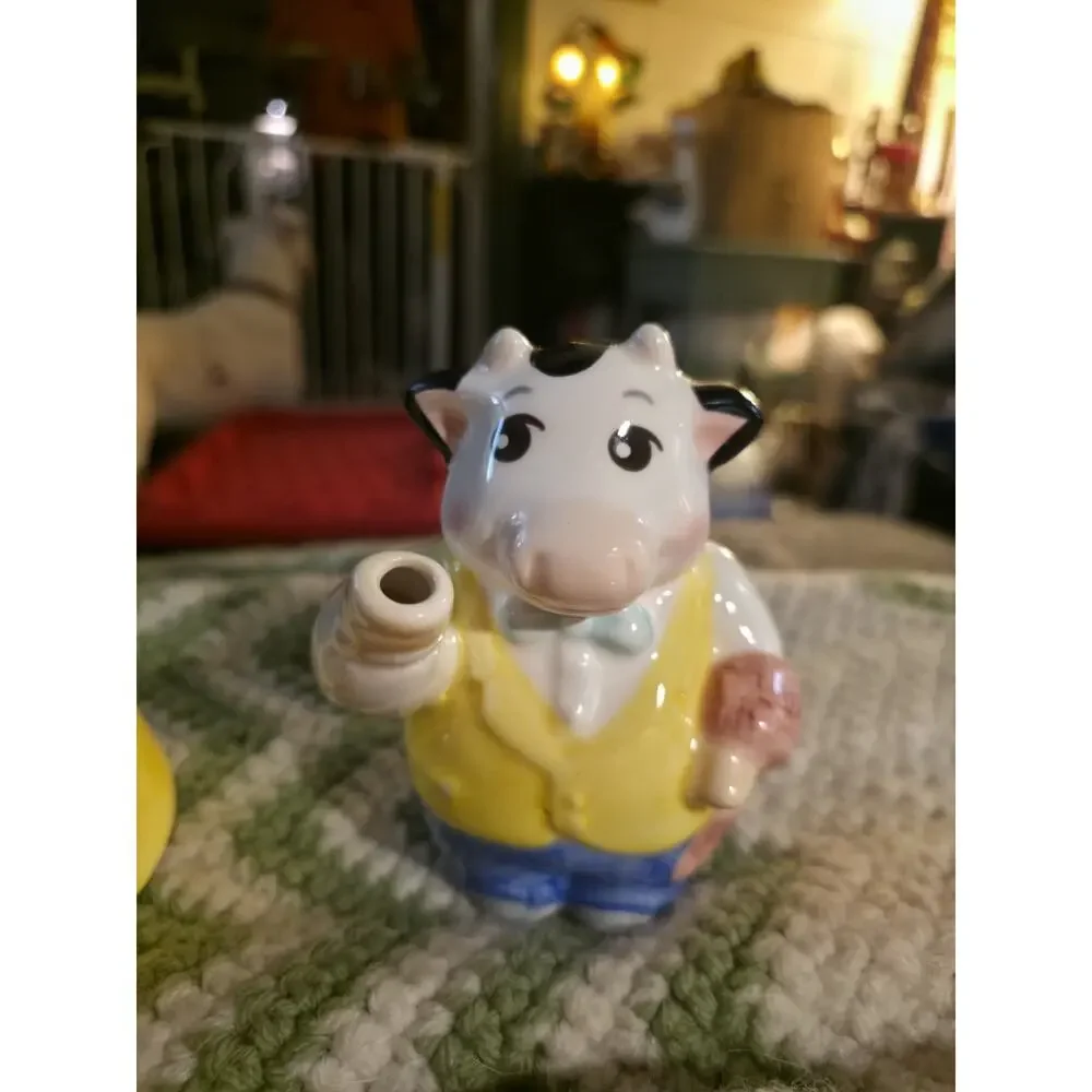 Cow Creamer & Sugar Set Mr and Mrs Applause Ceramic 39048 Collectible Home Decor